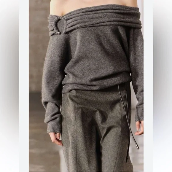 ZARA Wool blend cape skirt Midi A-line silhouette ZW collection Gray size XS NWT - Picture 4 of 12